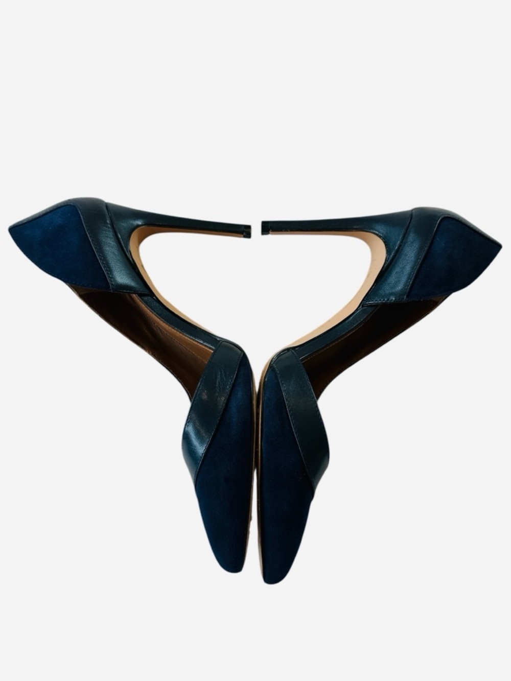 REISS Augusta Point Toe Court Suede Heels in Navy - Picture 8 of 13